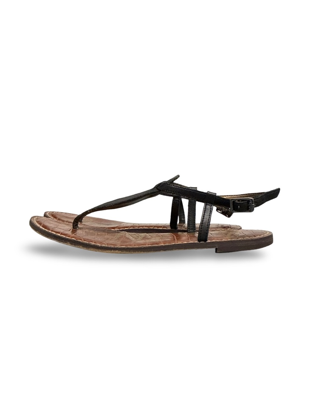 Sam Edelman GIGI Leather T-Strap Flat Sandals Women’s 7 Black - Picture 3 of 10